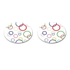 Circle Round Green Blue Red Pink Yellow Cufflinks (oval) by Mariart