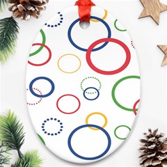 Circle Round Green Blue Red Pink Yellow Oval Ornament (two Sides) by Mariart