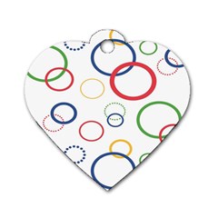 Circle Round Green Blue Red Pink Yellow Dog Tag Heart (two Sides) by Mariart