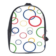 Circle Round Green Blue Red Pink Yellow School Bags(large) 