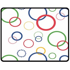 Circle Round Green Blue Red Pink Yellow Fleece Blanket (medium)  by Mariart