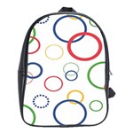 Circle Round Green Blue Red Pink Yellow School Bags (XL)  Front