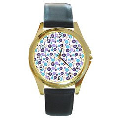 Buttons Chlotes Round Gold Metal Watch