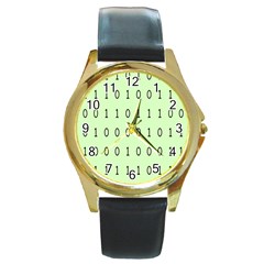 Code Number One Zero Round Gold Metal Watch by Mariart