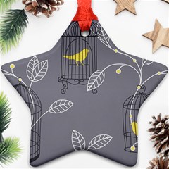 Cagr Bird Leaf Grey Yellow Ornament (star)