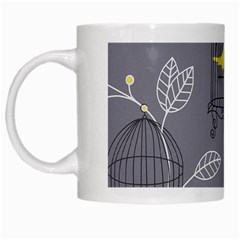 Cagr Bird Leaf Grey Yellow White Mugs by Mariart