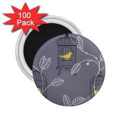 Cagr Bird Leaf Grey Yellow 2 25  Magnets (100 Pack) 