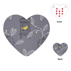 Cagr Bird Leaf Grey Yellow Playing Cards (heart)  by Mariart