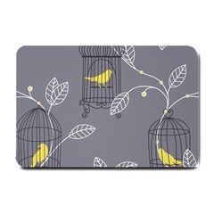 Cagr Bird Leaf Grey Yellow Small Doormat  by Mariart