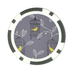 Cagr Bird Leaf Grey Yellow Poker Chip Card Guard by Mariart