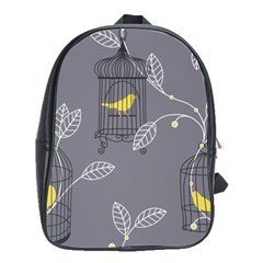 Cagr Bird Leaf Grey Yellow School Bags(large)  by Mariart