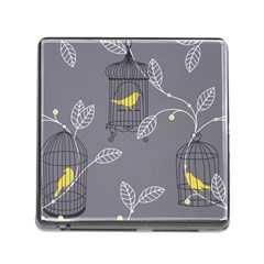 Cagr Bird Leaf Grey Yellow Memory Card Reader (square) by Mariart