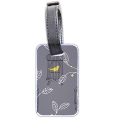 Cagr Bird Leaf Grey Yellow Luggage Tags (two Sides) by Mariart