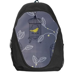 Cagr Bird Leaf Grey Yellow Backpack Bag by Mariart