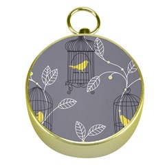 Cagr Bird Leaf Grey Yellow Gold Compasses by Mariart