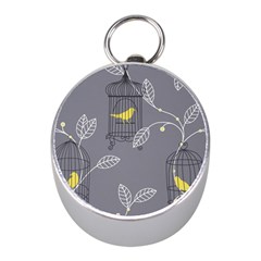 Cagr Bird Leaf Grey Yellow Mini Silver Compasses by Mariart