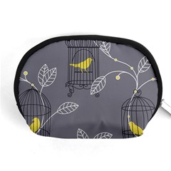 Cagr Bird Leaf Grey Yellow Accessory Pouches (medium)  by Mariart