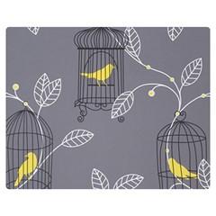 Cagr Bird Leaf Grey Yellow Double Sided Flano Blanket (medium)  by Mariart