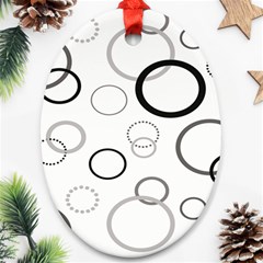 Circle Round Black Grey Ornament (oval) by Mariart