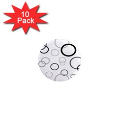 Circle Round Black Grey 1  Mini Magnet (10 Pack) 