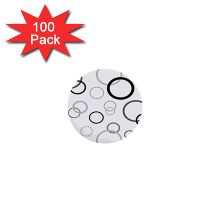 Circle Round Black Grey 1  Mini Buttons (100 pack) 