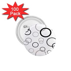 Circle Round Black Grey 1 75  Buttons (100 Pack)  by Mariart