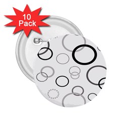 Circle Round Black Grey 2 25  Buttons (10 Pack)  by Mariart