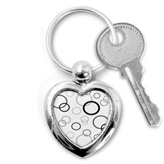 Circle Round Black Grey Key Chains (heart)  by Mariart