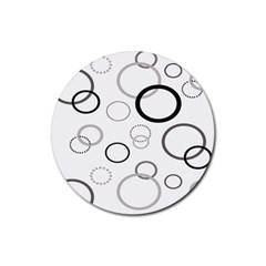 Circle Round Black Grey Rubber Round Coaster (4 Pack)  by Mariart