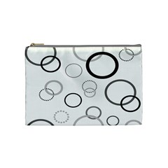 Circle Round Black Grey Cosmetic Bag (medium)  by Mariart