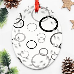 Circle Round Black Grey Ornament (oval Filigree) by Mariart