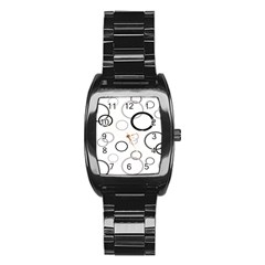 Circle Round Black Grey Stainless Steel Barrel Watch by Mariart