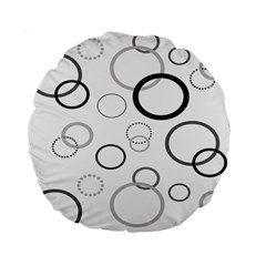 Circle Round Black Grey Standard 15  Premium Flano Round Cushions by Mariart