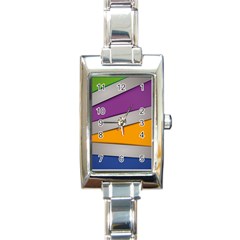 Colorful Geometry Shapes Line Green Grey Pirple Yellow Blue Rectangle Italian Charm Watch by Mariart