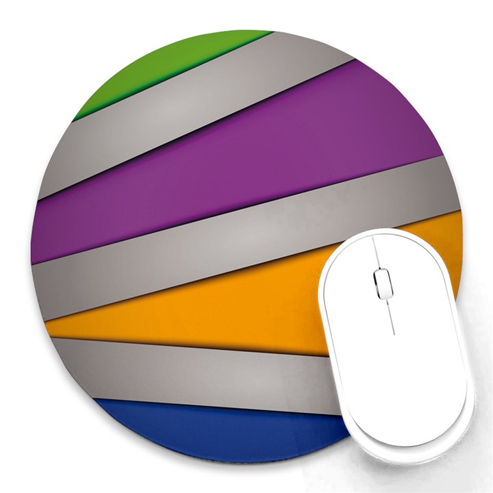 Colorful Geometry Shapes Line Green Grey Pirple Yellow Blue Round Mousepads