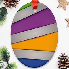 Colorful Geometry Shapes Line Green Grey Pirple Yellow Blue Ornament (oval)