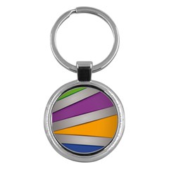 Colorful Geometry Shapes Line Green Grey Pirple Yellow Blue Key Chains (round) 