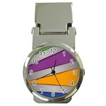 Colorful Geometry Shapes Line Green Grey Pirple Yellow Blue Money Clip Watches Front