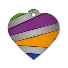 Colorful Geometry Shapes Line Green Grey Pirple Yellow Blue Dog Tag Heart (two Sides) by Mariart