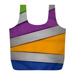 Colorful Geometry Shapes Line Green Grey Pirple Yellow Blue Full Print Recycle Bags (L)  Back