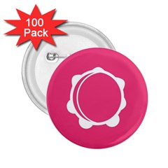 Circle White Pink 2.25  Buttons (100 pack) 