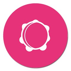 Circle White Pink Magnet 5  (Round)