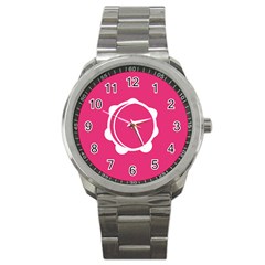 Circle White Pink Sport Metal Watch