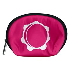 Circle White Pink Accessory Pouches (Medium) 