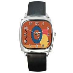 Digital Music Is Described Sound Waves Square Metal Watch