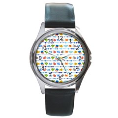 Coral Reef Fish Coral Star Round Metal Watch by Mariart