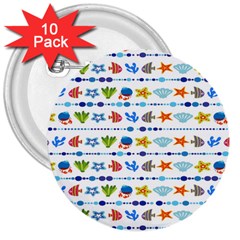 Coral Reef Fish Coral Star 3  Buttons (10 Pack)  by Mariart