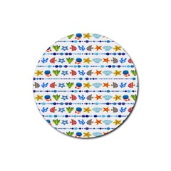 Coral Reef Fish Coral Star Rubber Coaster (round)  by Mariart