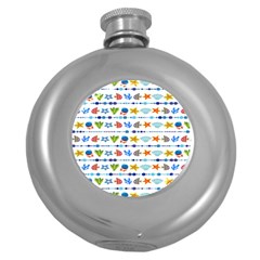 Coral Reef Fish Coral Star Round Hip Flask (5 Oz) by Mariart