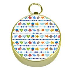 Coral Reef Fish Coral Star Gold Compasses by Mariart